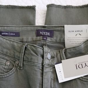NYDJ Sheri Slim Ankle Jeans Topiary Green Sz 0 NWT